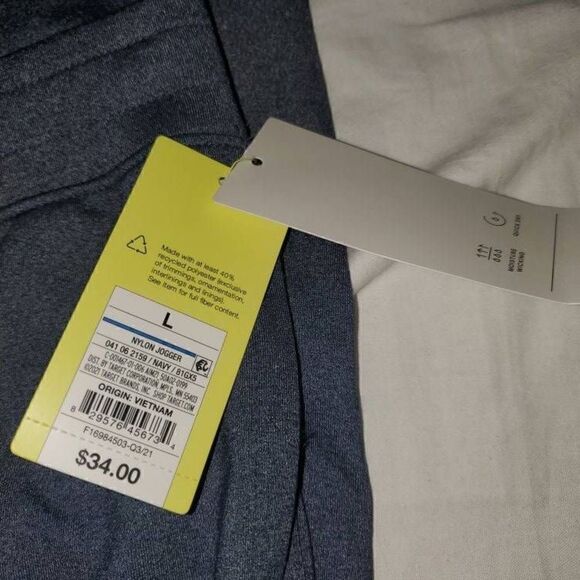 NWT All in Motion Navy Blue Nylon Jogger Pant Large - Picture 3 of 7